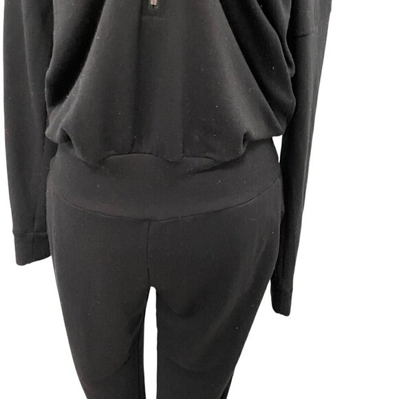 Beyond Yoga Jersey Knit Hooded Jogger Jumpsuit Playsuit Pockets Black size Large - Picture 4 of 10